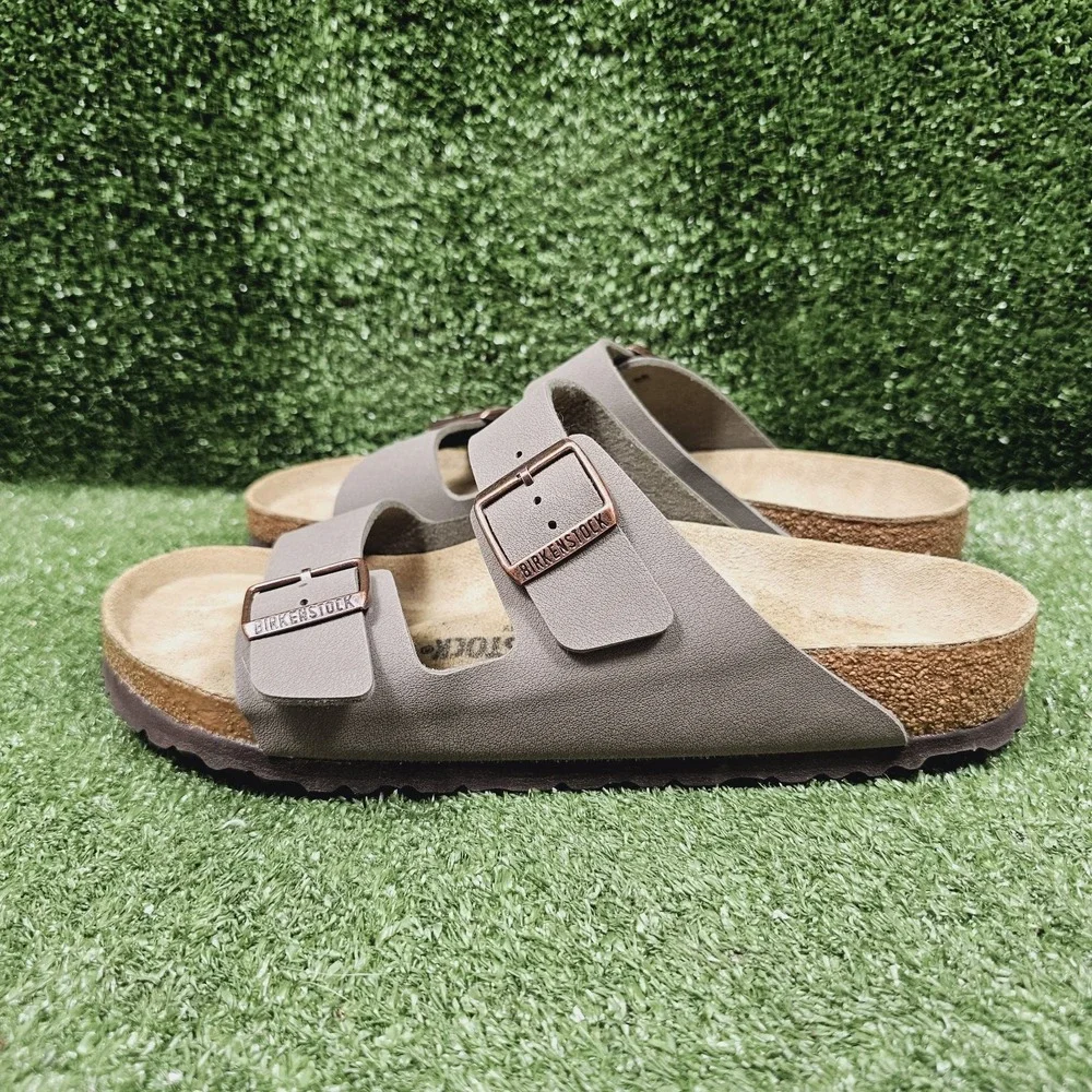 Birkenstock Arizona Buckle Brown Mocca Leather Slides Mens Size US 10 EU 43
